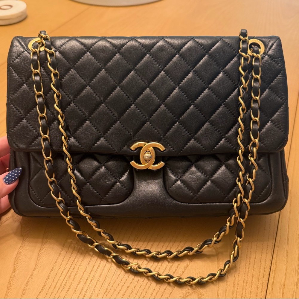 Chanel Black Quilted Bag with Gold Chain